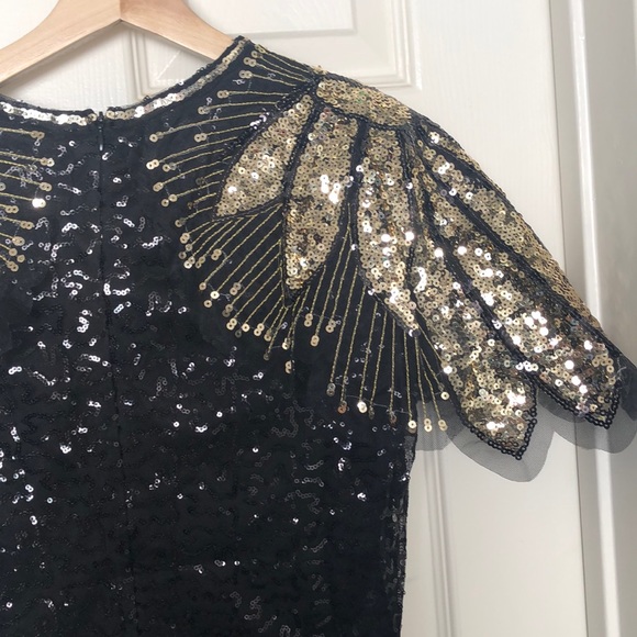 NEW💥Black Sequin Shoulder Cocktail Prom Dress - Picture 3 of 8
